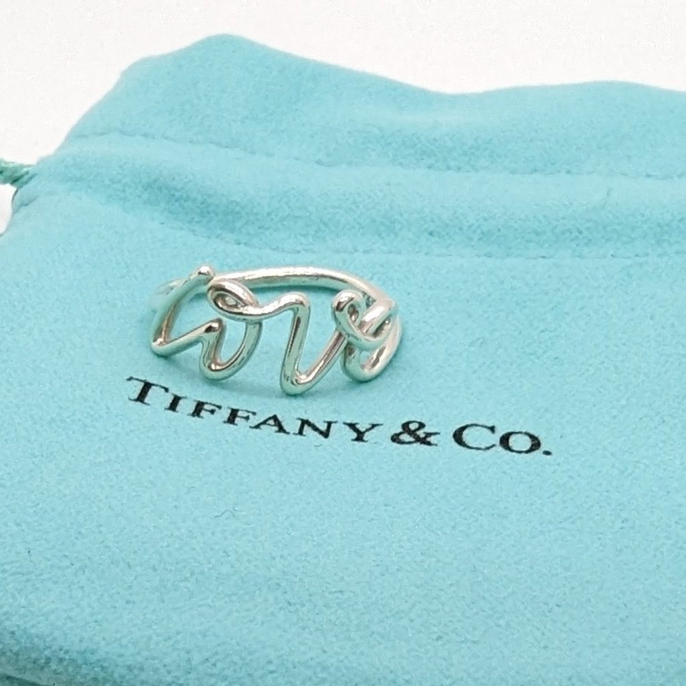 Tiffany & Co Paloma Picasso Graffiti LOVE Sterling Silver 925 Ring Size 5.75